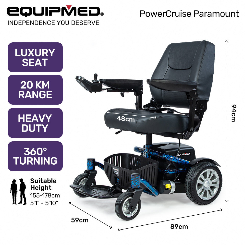 Heavy Duty Electric Wheelchair, 20km Range, Ultra-Comfortable Power Chair