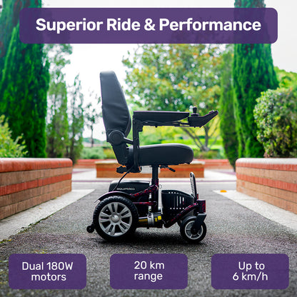 Heavy Duty Electric Wheelchair, 20km Range, Comfortable & Safe Mobility Solution