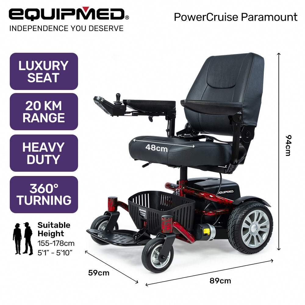 Heavy Duty Electric Wheelchair, 20km Range, Comfortable & Safe Mobility Solution