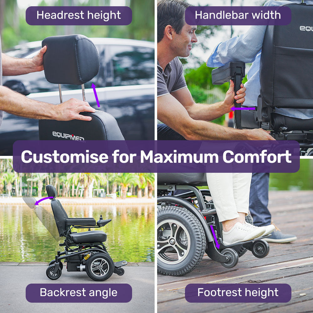 Electric Wheelchair with 35km Range, Comfort Seat, Front-Wheel Drive
