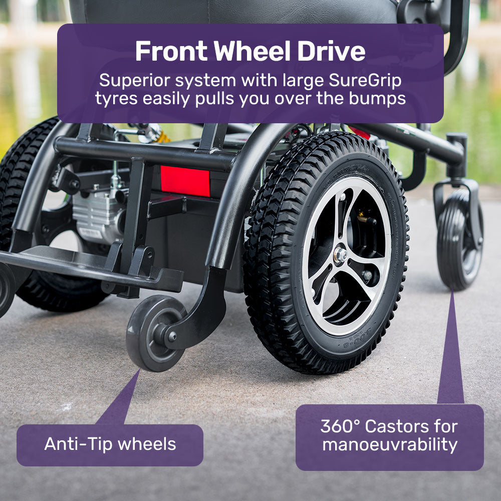 Electric Wheelchair with 35km Range, Comfort Seat, Front-Wheel Drive