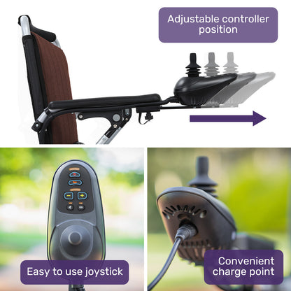 Ultra-Light Folding Electric Wheelchair, 23kg, 0.9m Turn, Airline-Approved Battery