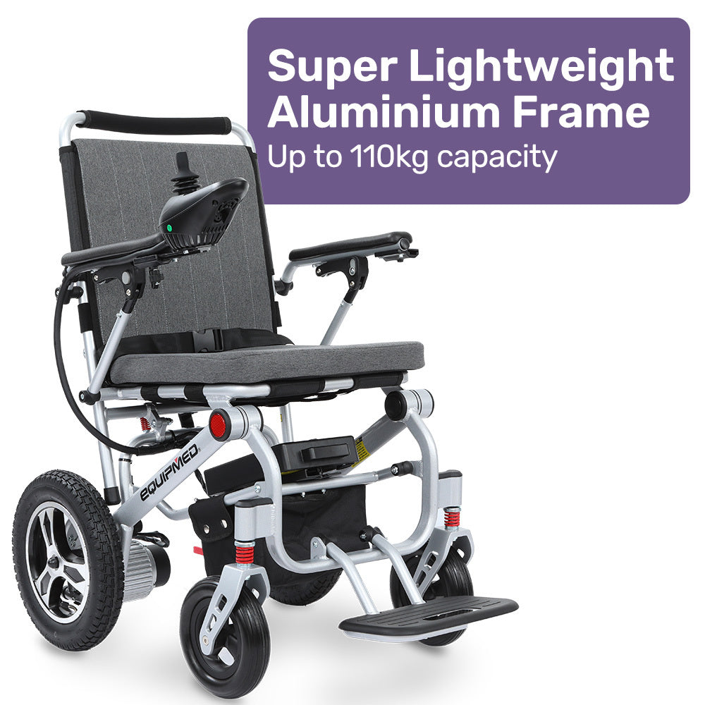 Compact & Lightweight Electric Wheelchair, Aluminium Frame, 23kg, 110kg Capacity