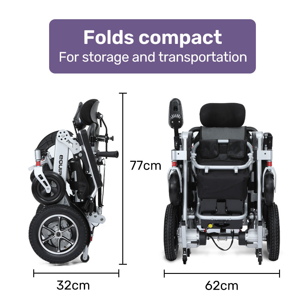 Folding Electric Wheelchair with Recline, Aluminium Frame, 12-15km Range