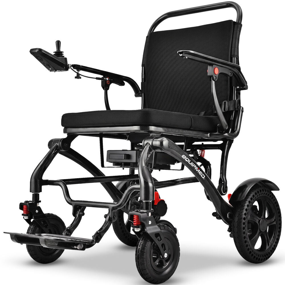 C2X Carbon Fibre Electric Wheelchair, 50cm Wide Seat, Foldable, 130kg Capacity, 25km Range, Suspension, Lightweight