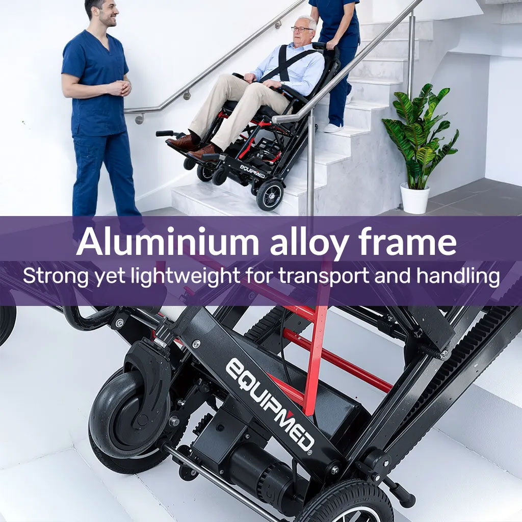 Electric Stair Climbing Wheelchair, 169kg Load Capacity, 46 Steps/min, Aluminium Alloy, Foldable