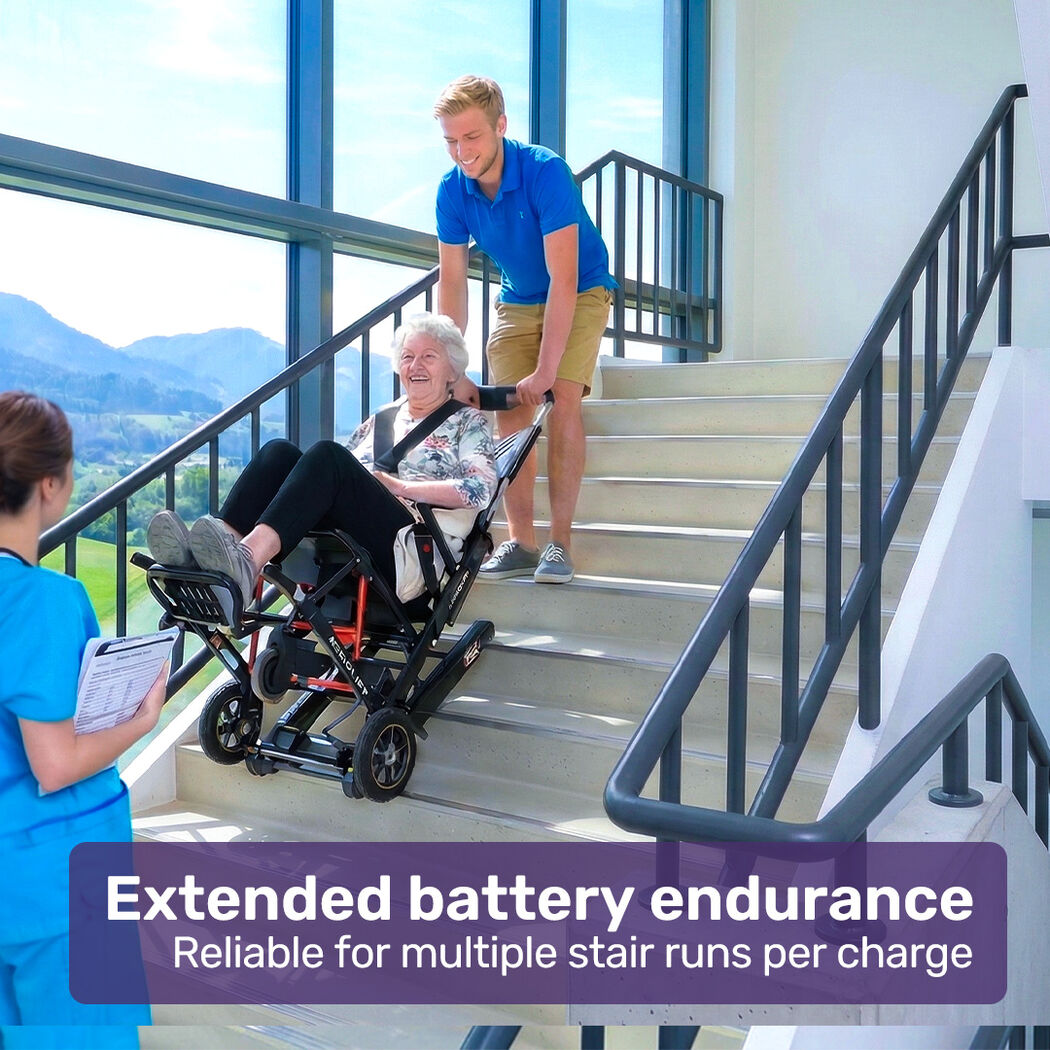 Electric Stair Climbing Wheelchair, 169kg Load Capacity, 46 Steps/min, Aluminium Alloy, Foldable