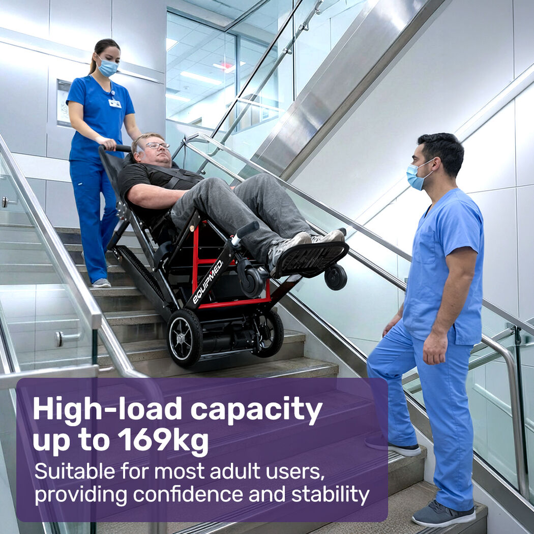 Electric Stair Climbing Wheelchair, 169kg Load Capacity, 46 Steps/min, Aluminium Alloy, Foldable