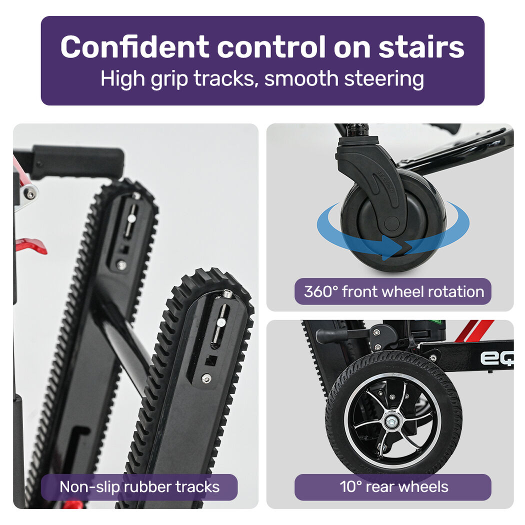 Electric Stair Climbing Wheelchair, 169kg Load Capacity, 46 Steps/min, Aluminium Alloy, Foldable
