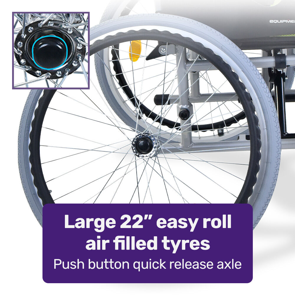 Lightweight Aluminium Kids Wheelchair - 0.55m Wheels, 75kg Capacity, Green