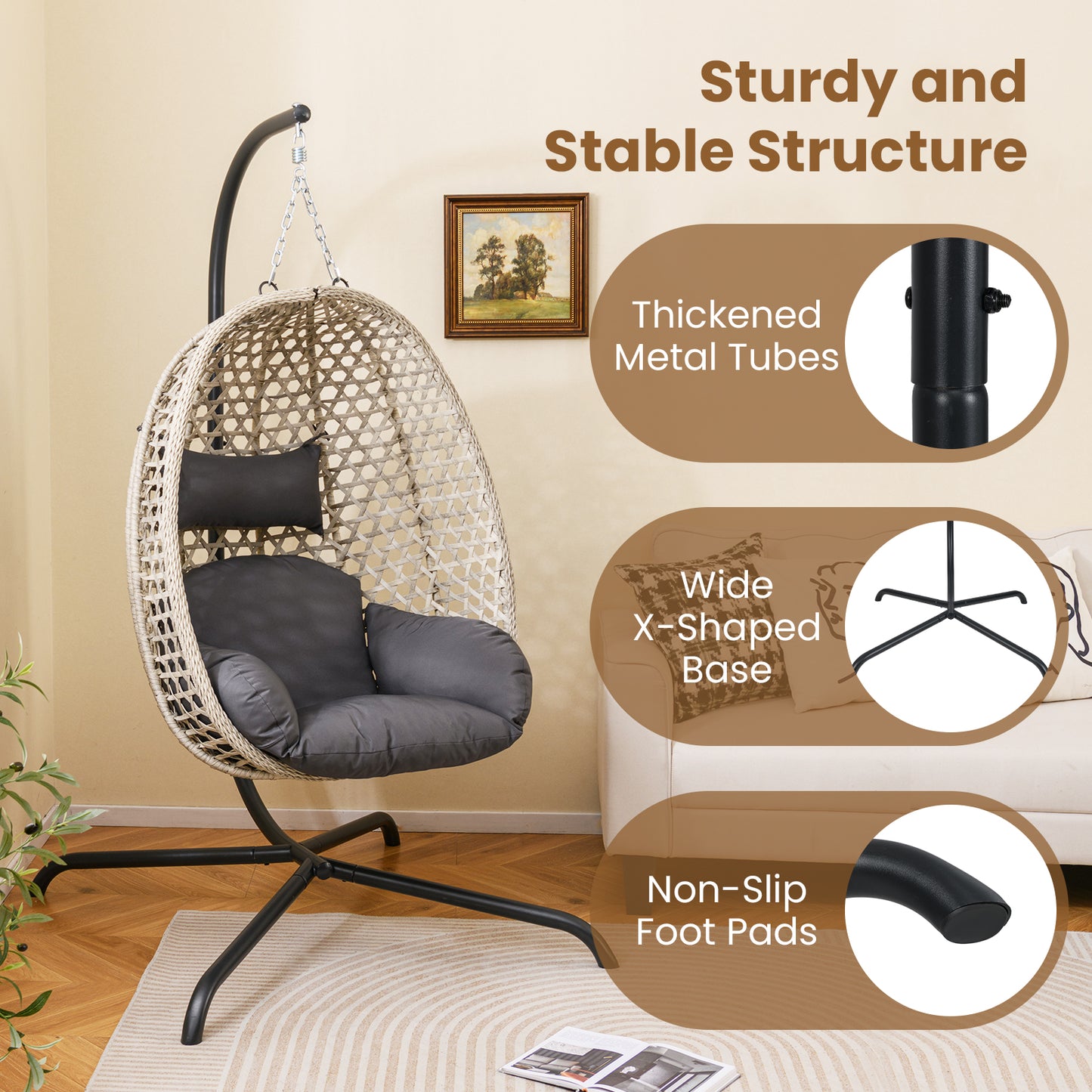Hammock C-Stand Hanging Chair Stand Only for Indoor and Outdoor