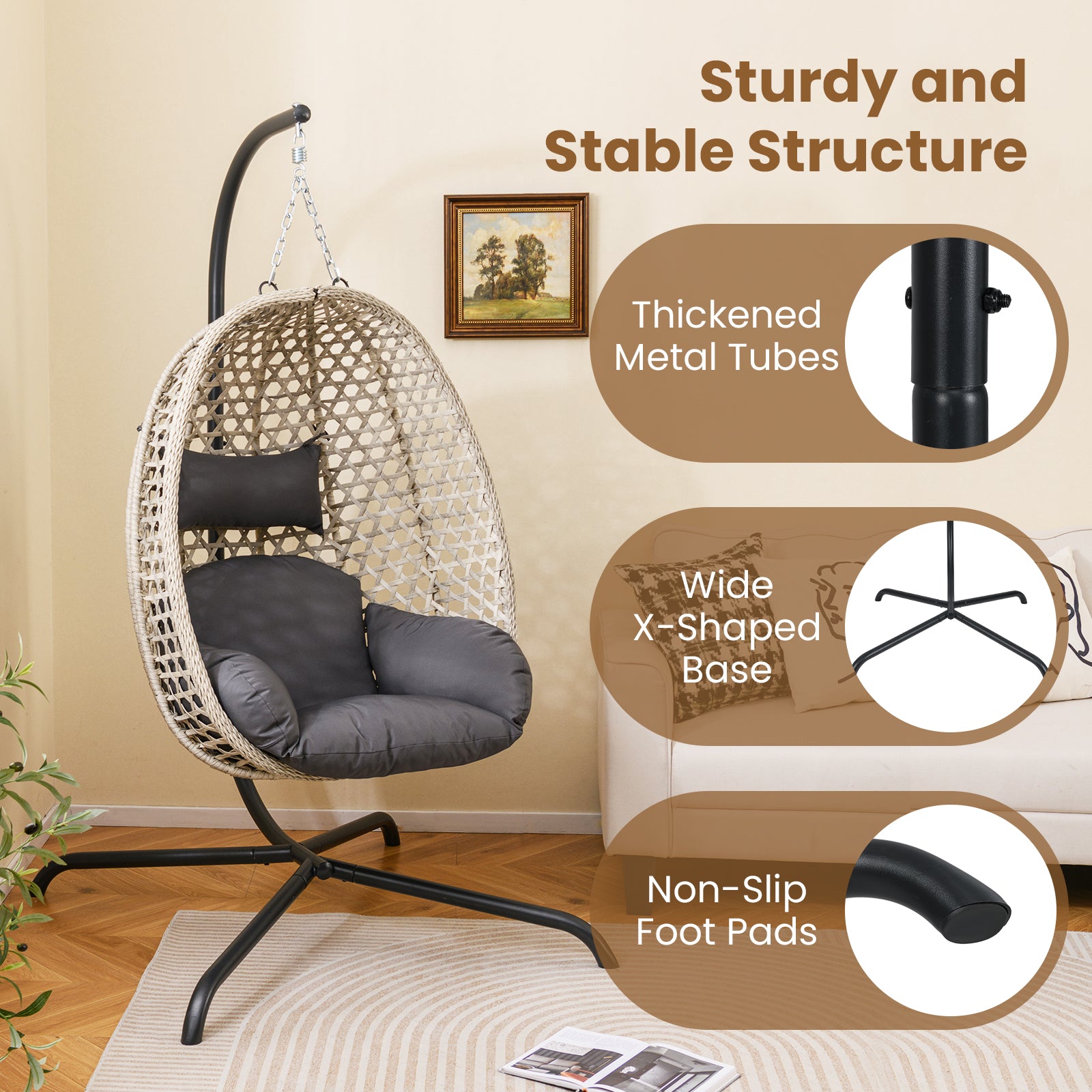 Hammock C-Stand Hanging Chair Stand Only for Indoor and Outdoor