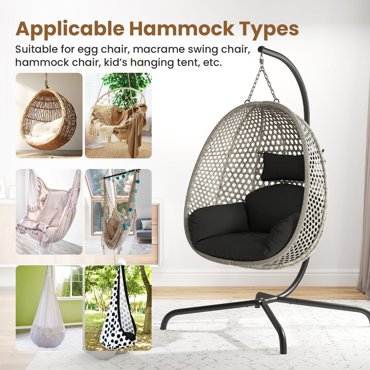 Hammock C-Stand Hanging Chair Stand Only for Indoor and Outdoor