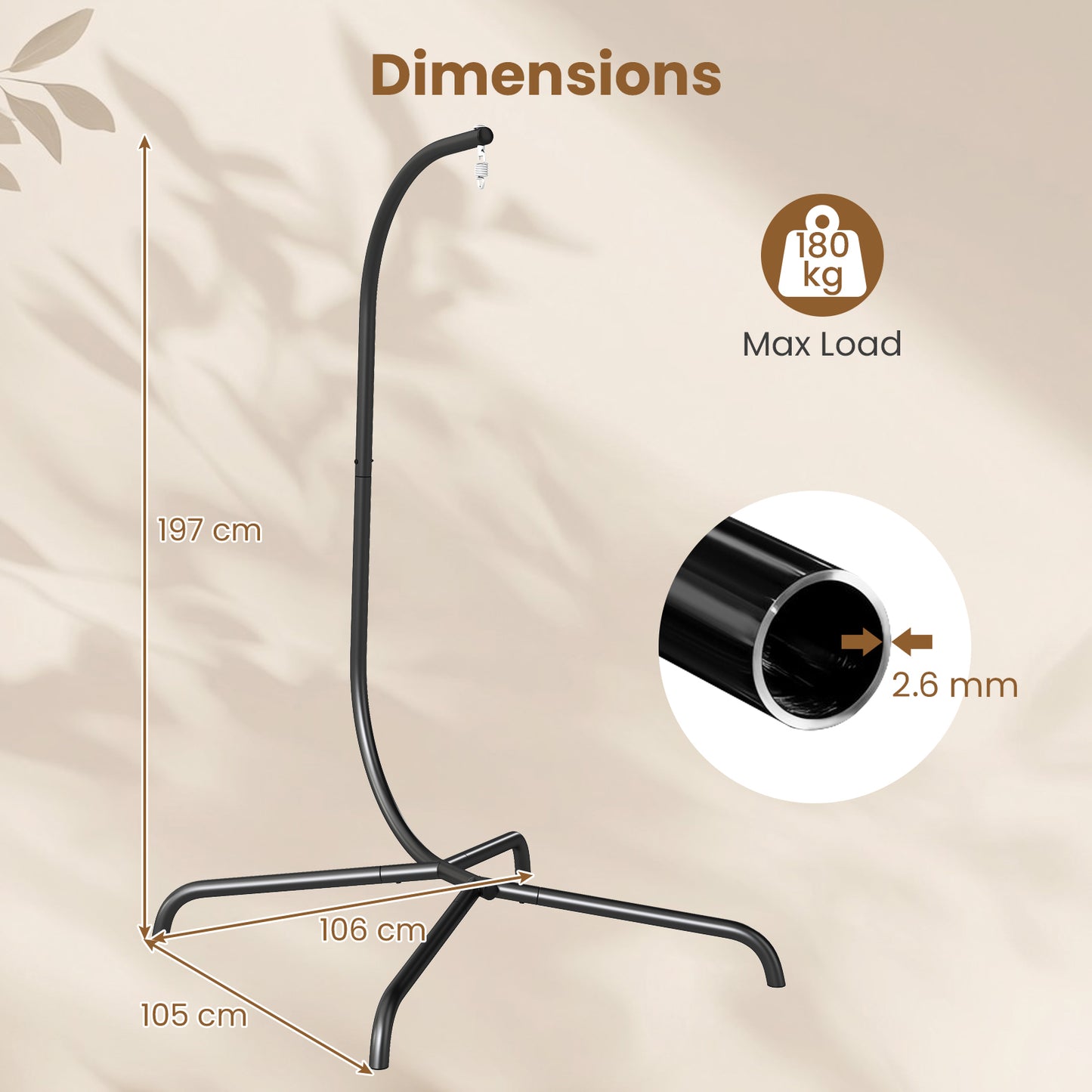 Hammock C-Stand Hanging Chair Stand Only for Indoor and Outdoor