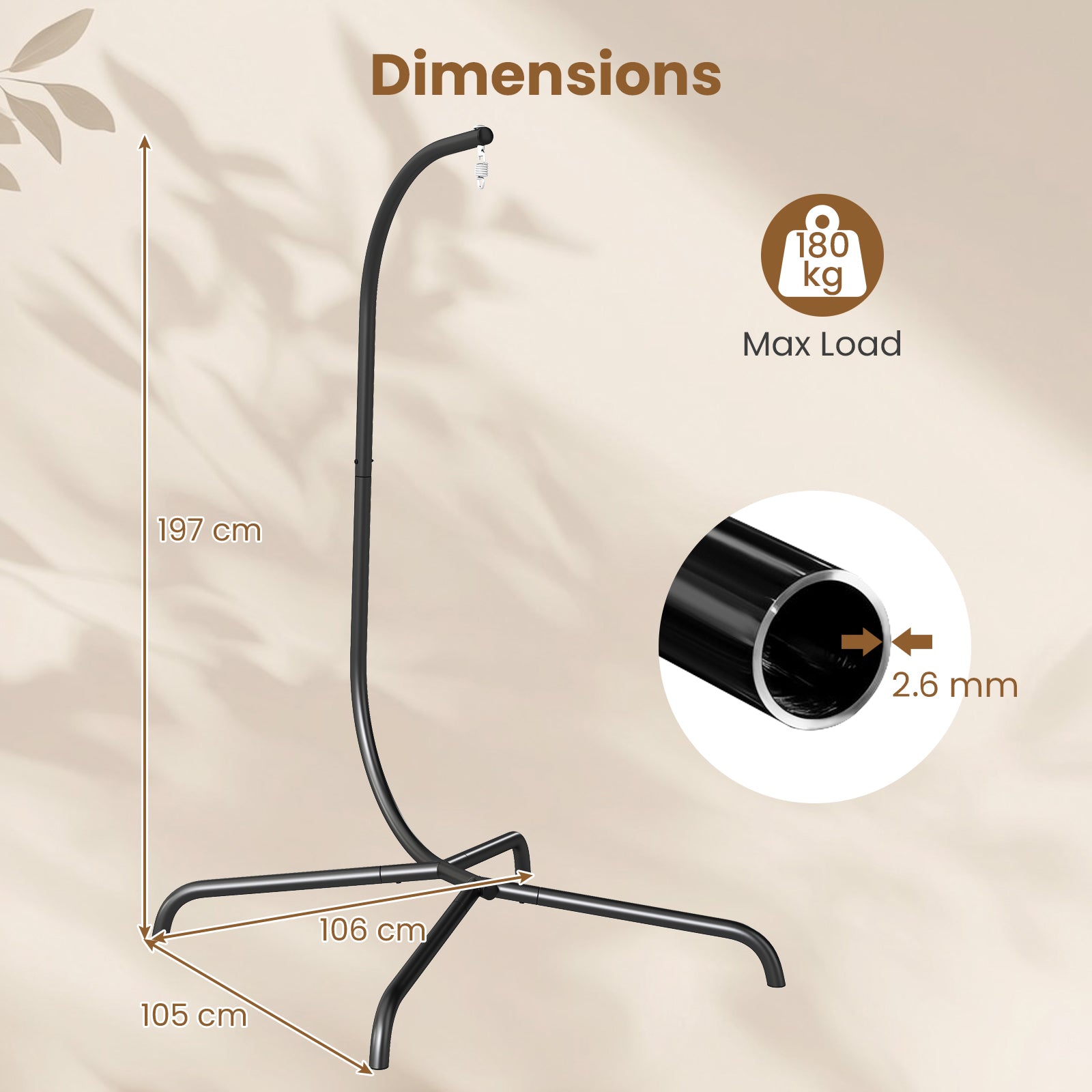 Hammock C-Stand Hanging Chair Stand Only for Indoor and Outdoor