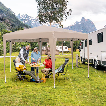4 x 3.5 m Height Adjustable Hexagonal Pop-Up Canopy Tent with Dressed Legs-Khaki