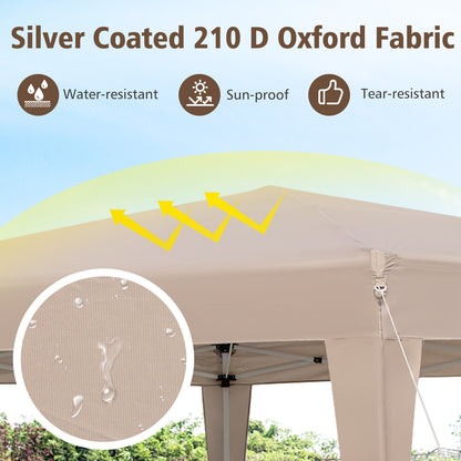 4 x 3.5 m Height Adjustable Hexagonal Pop-Up Canopy Tent with Dressed Legs-Khaki