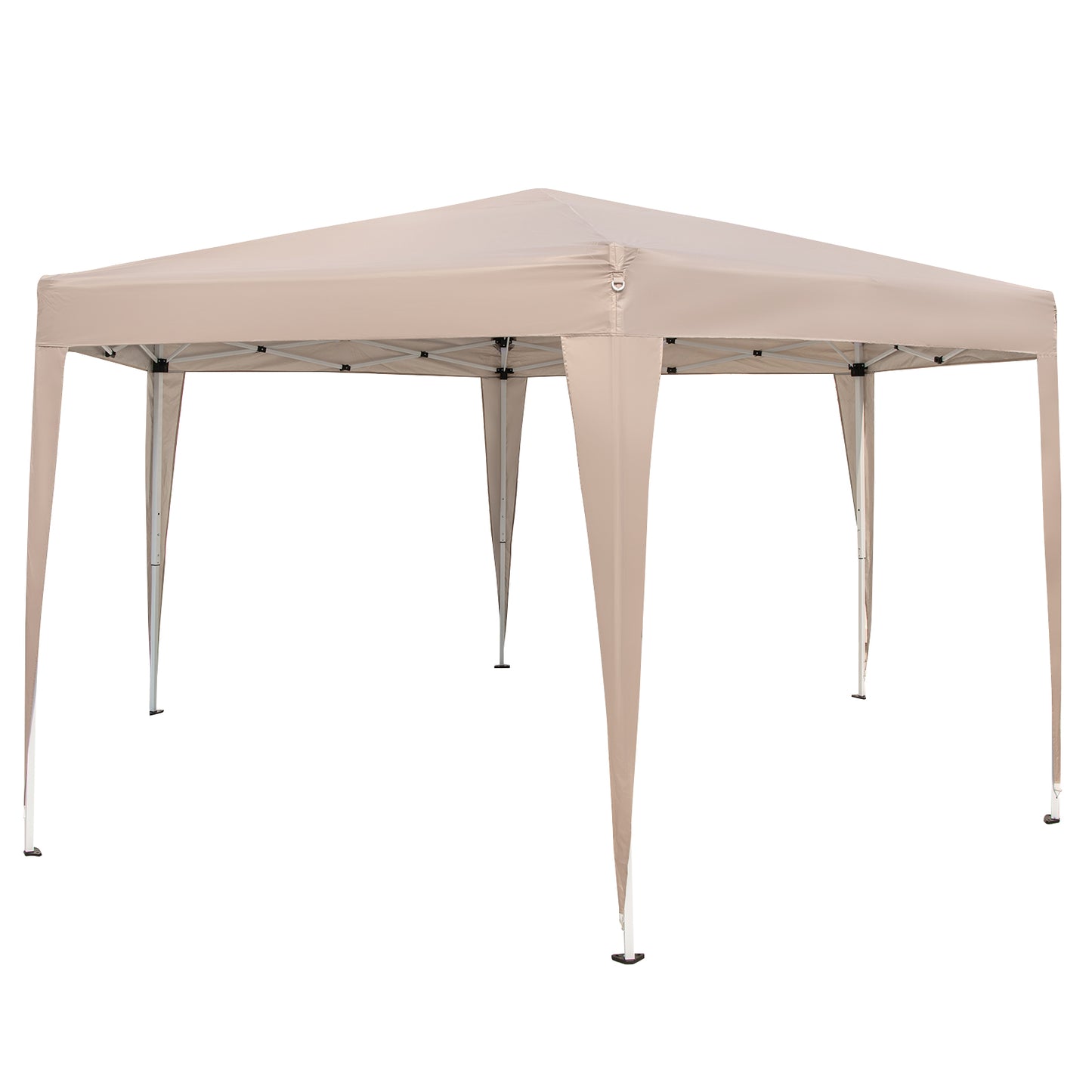 4 x 3.5 m Height Adjustable Hexagonal Pop-Up Canopy Tent with Dressed Legs-Khaki