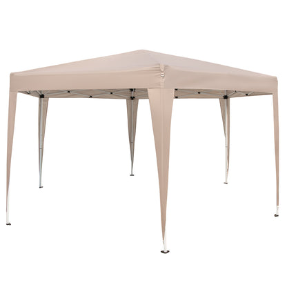 4 x 3.5 m Height Adjustable Hexagonal Pop-Up Canopy Tent with Dressed Legs-Khaki