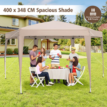 4 x 3.5 m Height Adjustable Hexagonal Pop-Up Canopy Tent with Dressed Legs-Khaki