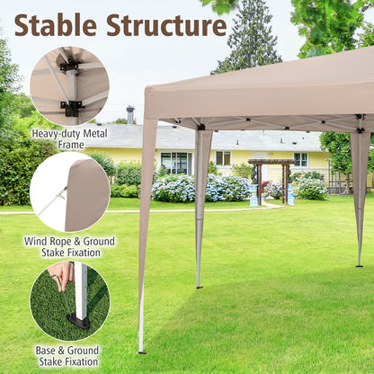 4 x 3.5 m Height Adjustable Hexagonal Pop-Up Canopy Tent with Dressed Legs-Khaki
