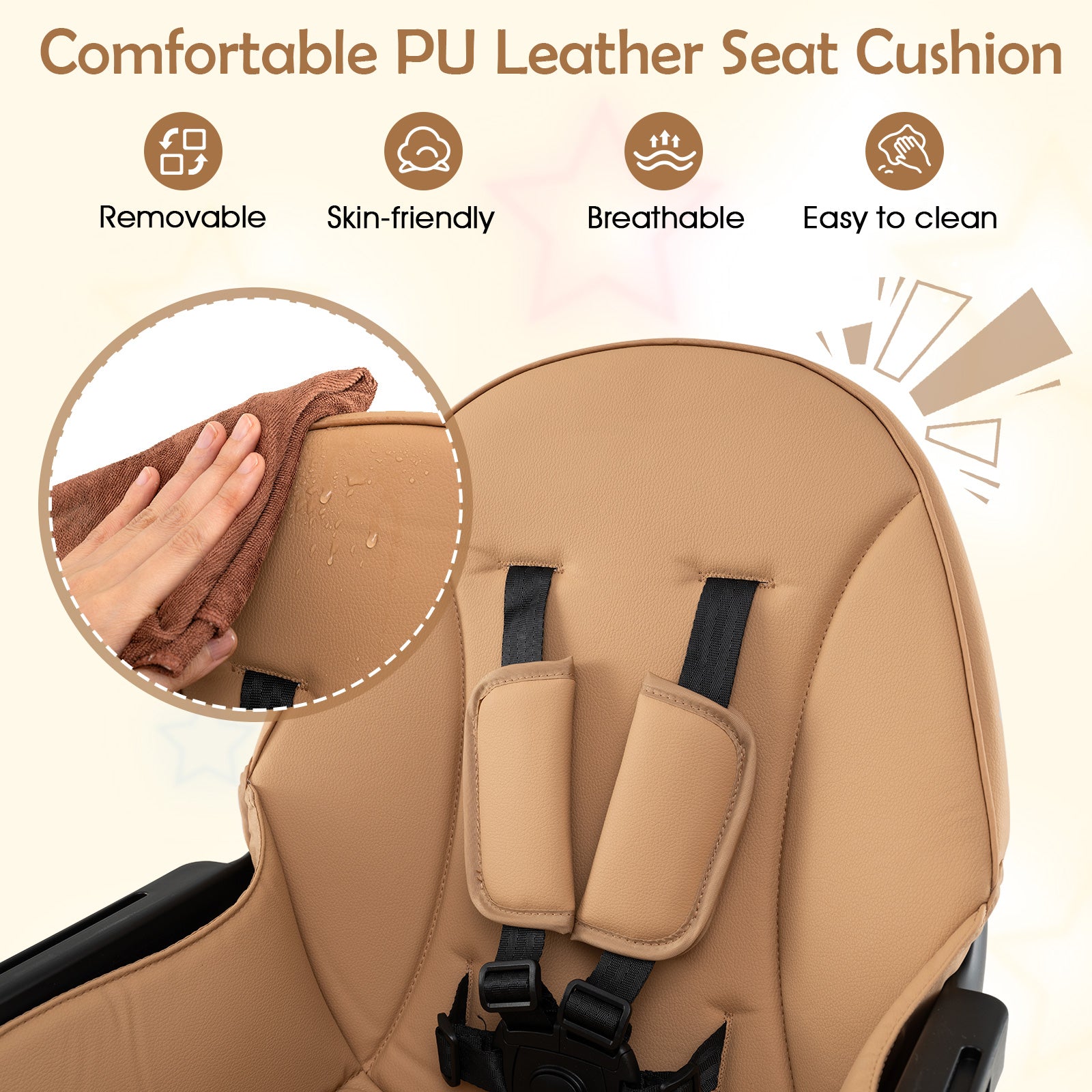 High Chair for Babies and Toddlers 6-in-1 Convertible Table Chair Set-Coffee