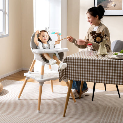 High Chair for Babies and Toddlers 6-in-1 Convertible Table Chair Set-Grey