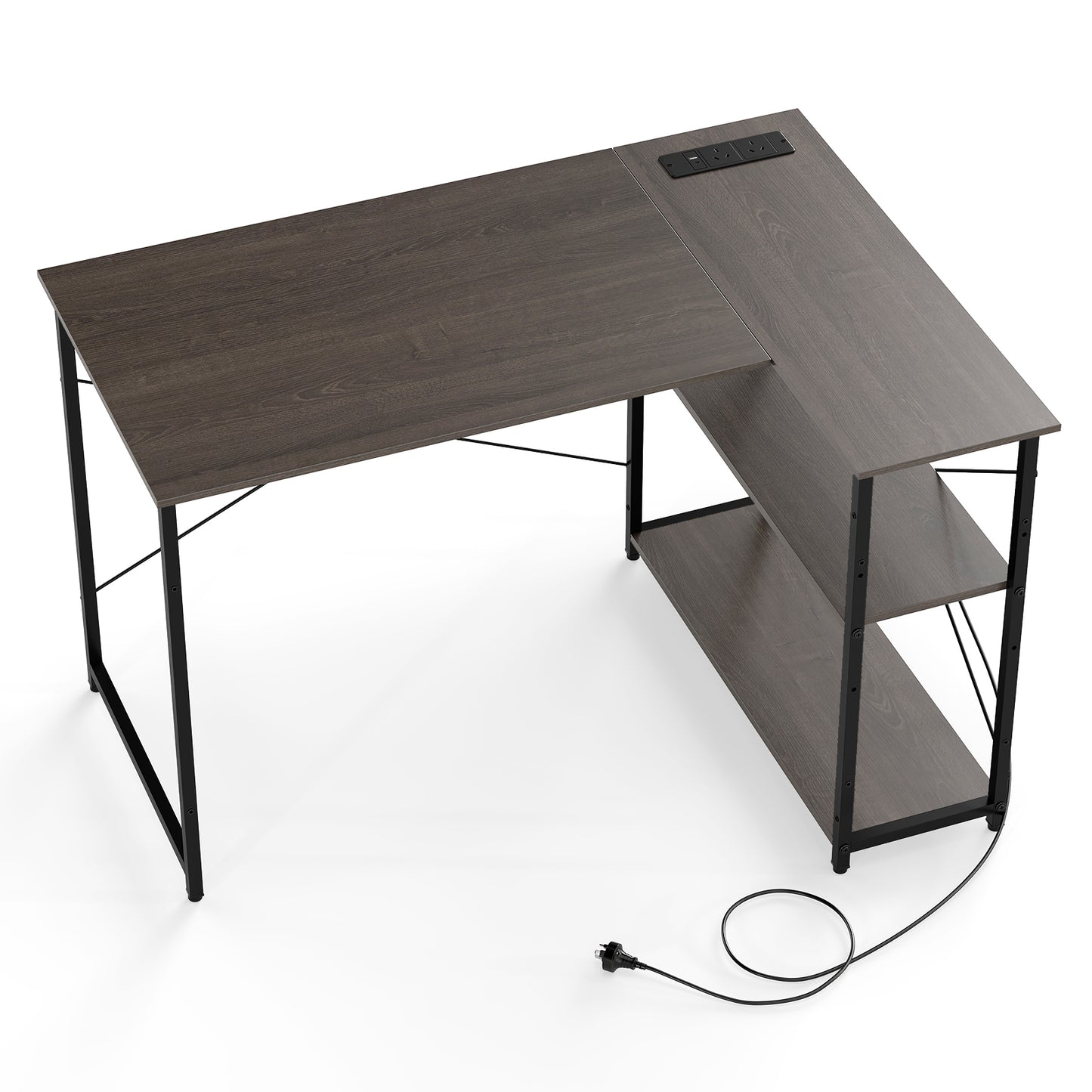 Home Office Computer Desk with Reversible Adjustable Storage Shelves-Grey