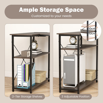 Home Office Computer Desk with Reversible Adjustable Storage Shelves-Grey