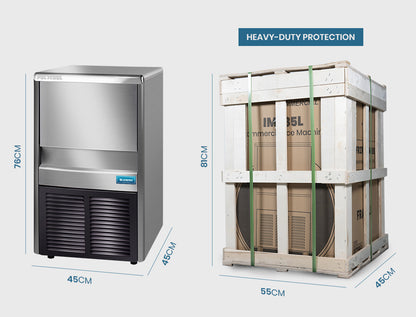 Commercial Ice Maker, 45kg/24hr, 0.76m Height, Auto-Clean, Stainless Steel