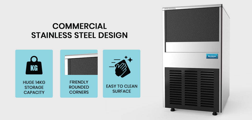 Commercial Ice Maker with 60kg/24hr Capacity and Donper Compressor, 0.82m Height