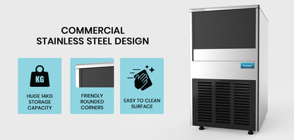 Commercial Ice Maker with 60kg/24hr Capacity and Donper Compressor, 0.82m Height