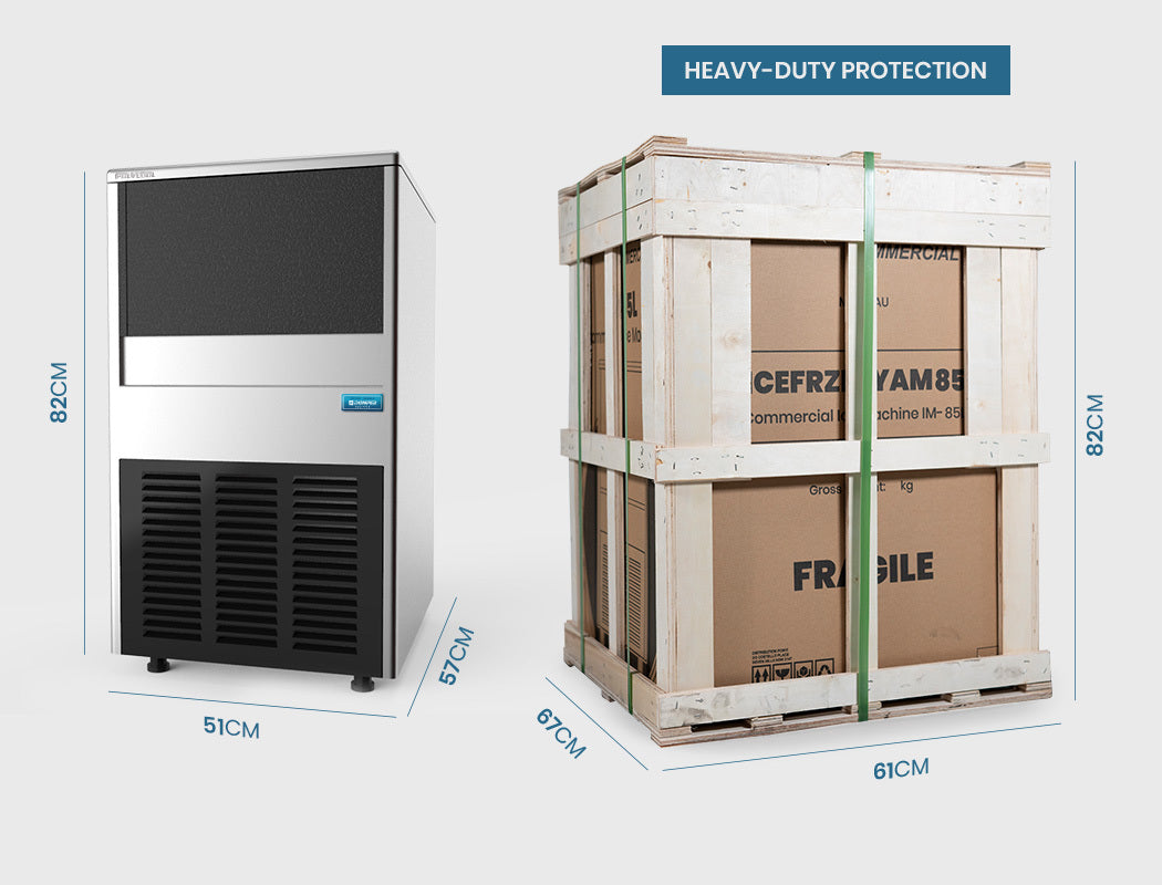 Commercial Ice Maker with 60kg/24hr Capacity and Donper Compressor, 0.82m Height
