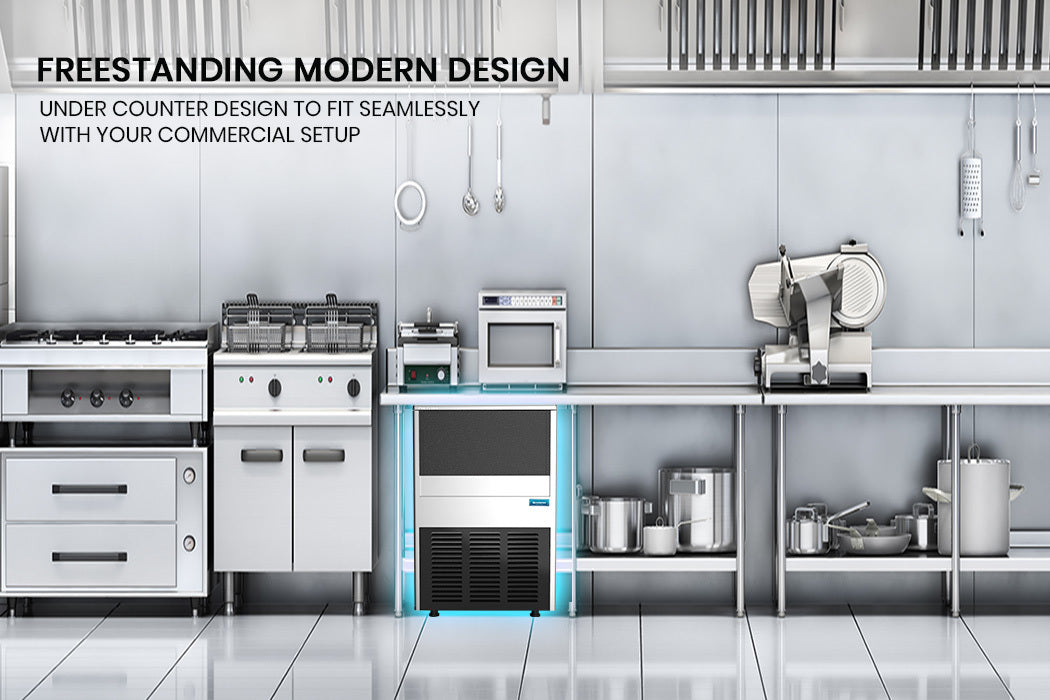 Commercial Ice Maker with 60kg/24hr Capacity and Donper Compressor, 0.82m Height