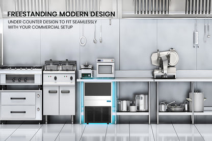 Commercial Ice Maker with 60kg/24hr Capacity and Donper Compressor, 0.82m Height