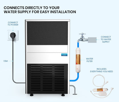 Commercial Ice Maker with 60kg/24hr Capacity and Donper Compressor, 0.82m Height