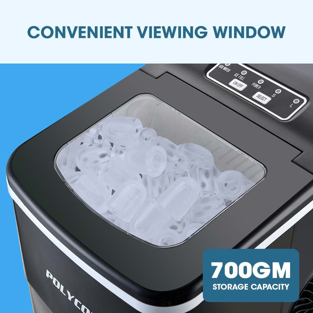 2L Portable Ice Maker with Control Panel, 0.02m³ Capacity, Black