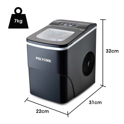2L Portable Ice Maker with Control Panel, 0.02m³ Capacity, Black