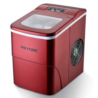 2L Portable Ice Maker, 12kg/Day, Automatic with Control Panel - Red
