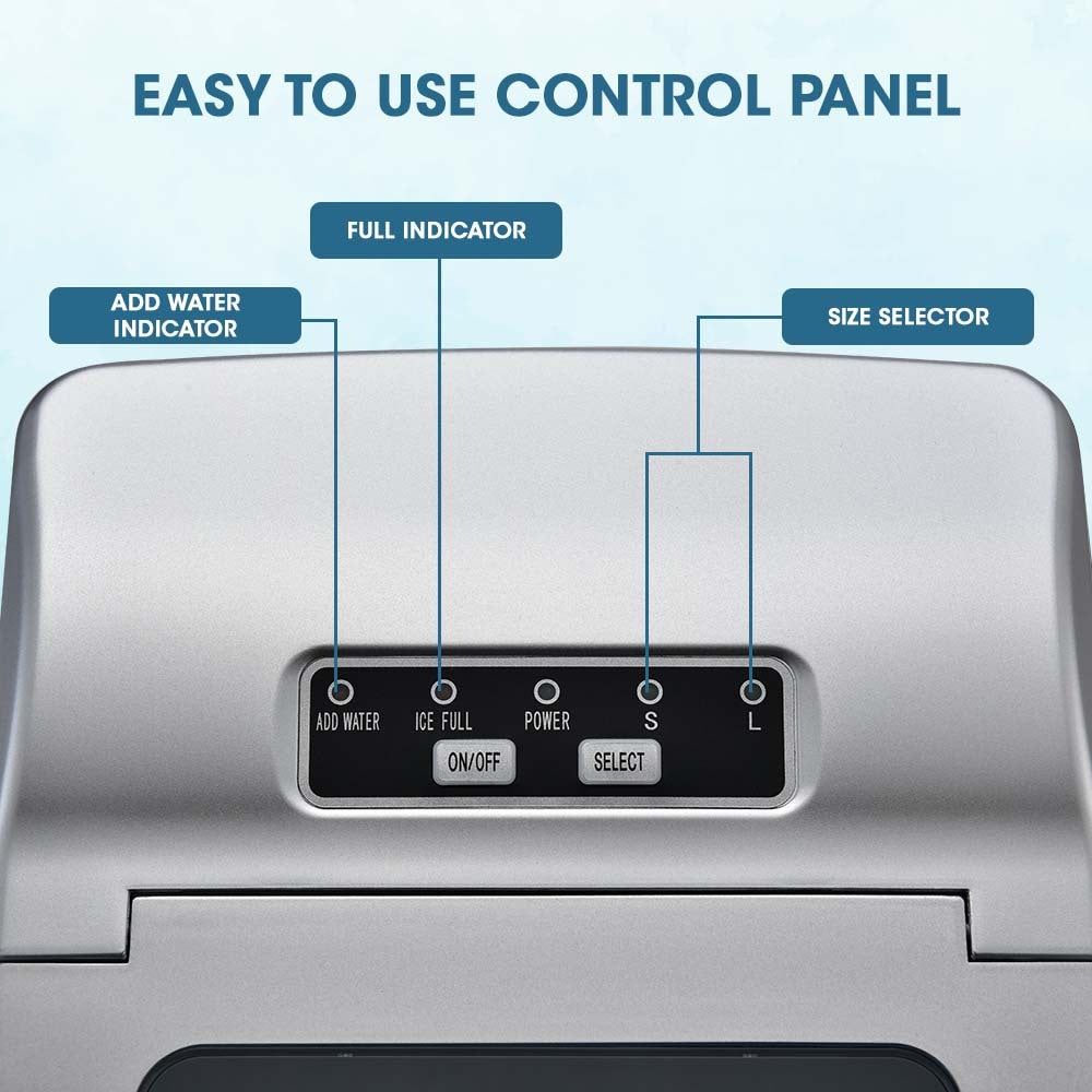 2L Portable Ice Maker with Control Panel - Produces 12kg of Ice Daily