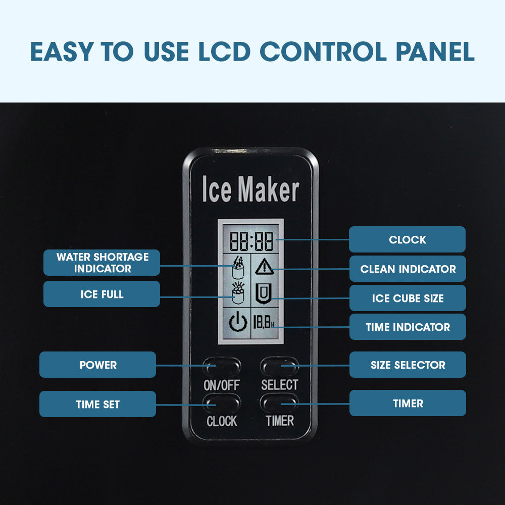 3.2L Portable Ice Maker with LCD Panel, 15kg/Day Capacity, Black