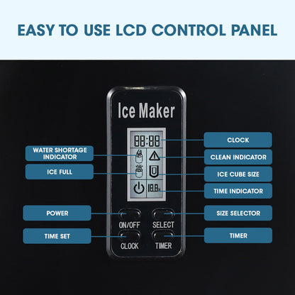 3.2L Portable Ice Maker with LCD Panel, 15kg/Day Capacity, Black