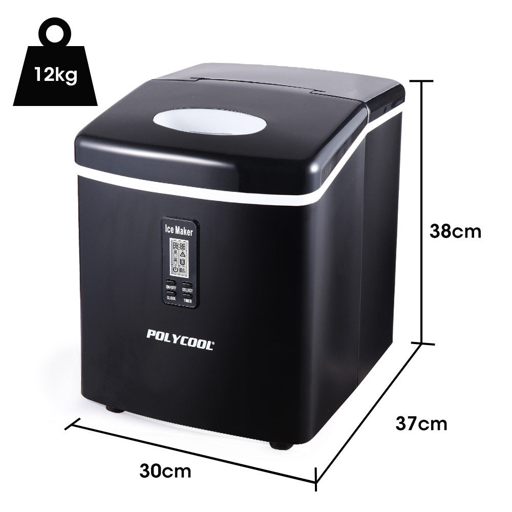 3.2L Portable Ice Maker with LCD Panel, 15kg/Day Capacity, Black