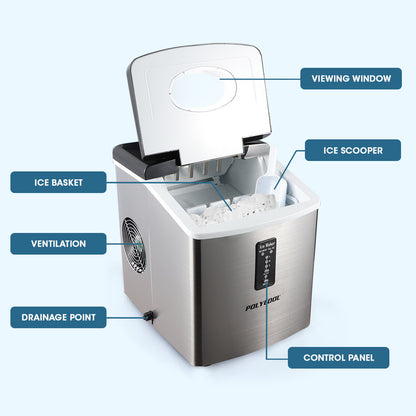 3.2L Portable Ice Maker Machine with Control Panel, Produces 15kg Daily