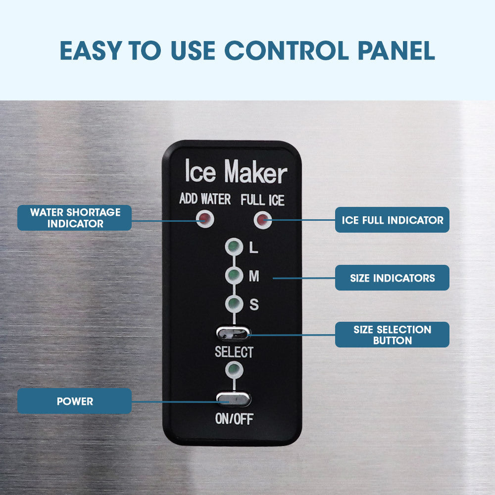 3.2L Portable Ice Maker Machine with Control Panel, Produces 15kg Daily
