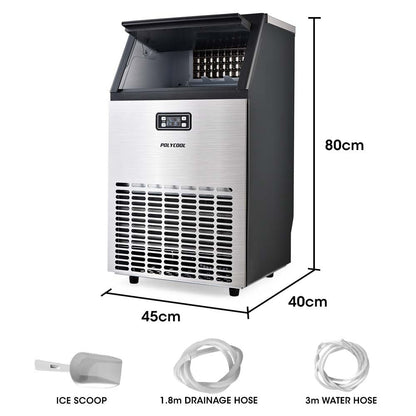 Commercial Ice Maker, 45kg/24hr, Stainless Steel, Freestanding, 80cm Height
