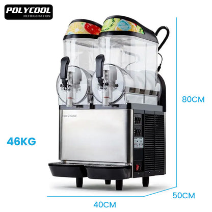 24L Commercial Slush Machine, Dual Tank, Stainless Steel, Donper Compressor