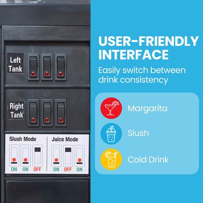 24L Commercial Slush Machine, Dual Tank, Stainless Steel, Donper Compressor