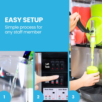 36L Triple Tank Slushie Maker with Secop Compressor, 0.91m Frozen Drink Machine