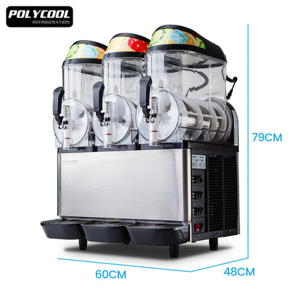 36L Triple Tank Slushie Maker with Secop Compressor, 0.91m Frozen Drink Machine